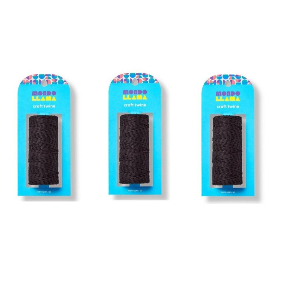 Mondo Llama 100 yd Craft Twine Black 3Pk